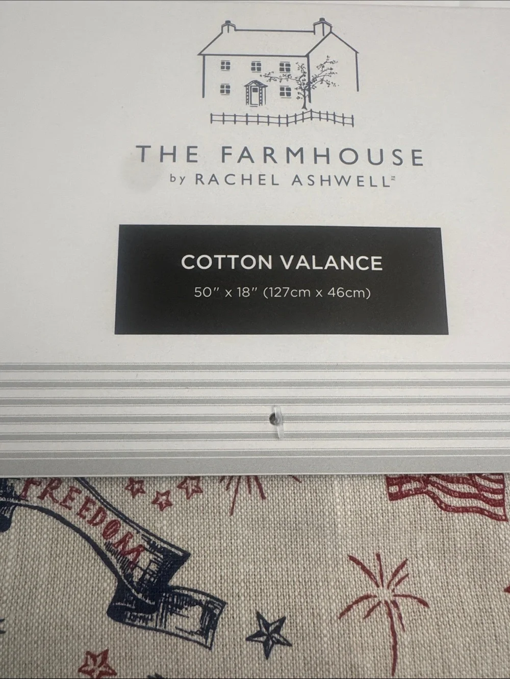 💥THE FARMHOUSE by Rachel Ashwell Patriotic Cotton Valance -Light Filtering